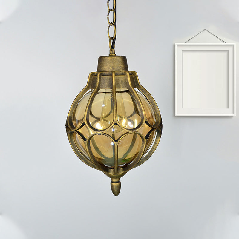 1 Licht 7 "/9"/11 "Weitkugel Anhängerlampe Vintage Bernstein Glashängung Lampe in Schwarz/Bronze/Gold