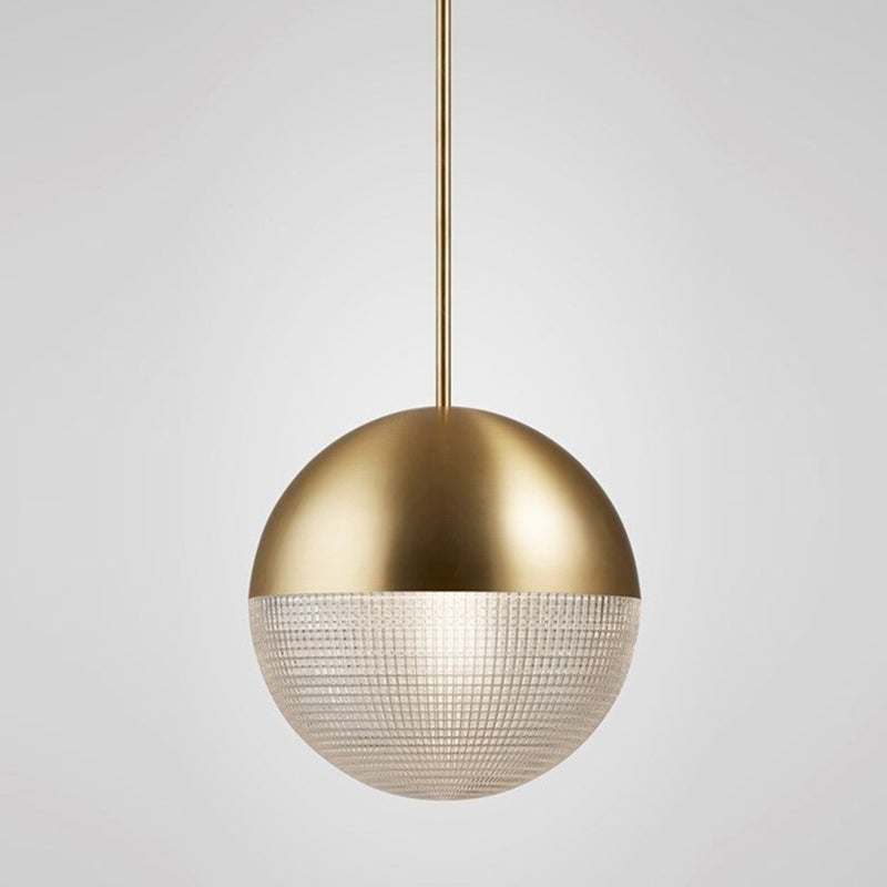 Modern Style Hemispherical Glass Hanging Light Frosted Metal Lamp Body 1-light Pendant Light for Aisle Bar