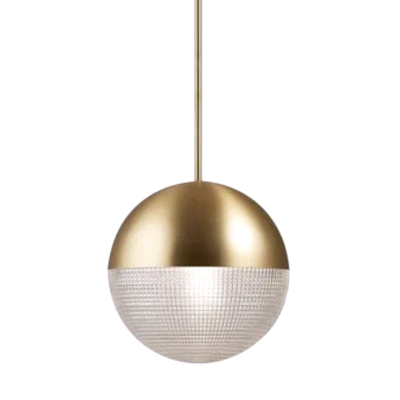 Modern Style Hemispherical Glass Hanging Light Frosted Metal Lamp Body 1-light Pendant Light for Aisle Bar