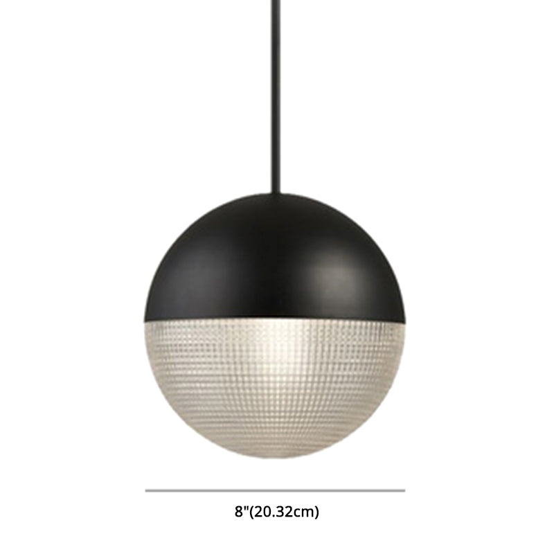 Modern Style Hemispherical Glass Hanging Light Frosted Metal Lamp Body 1-light Pendant Light for Aisle Bar