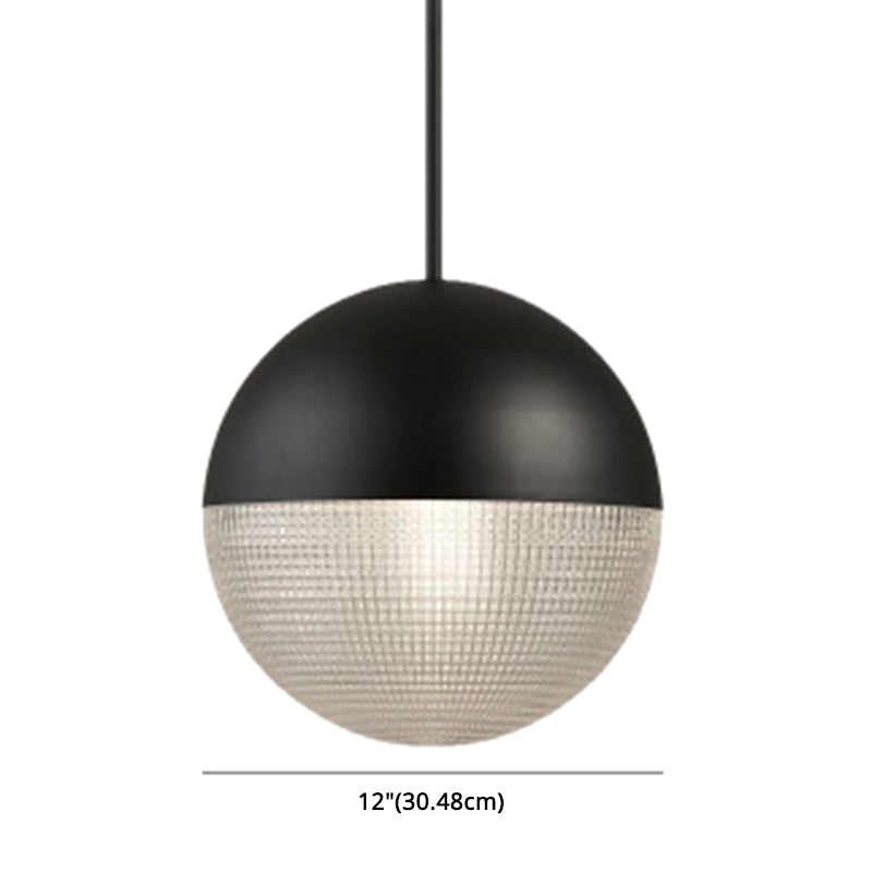 Modern Style Hemispherical Glass Hanging Light Frosted Metal Lamp Body 1-light Pendant Light for Aisle Bar