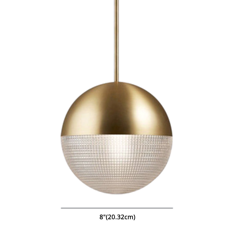 Modern Style Hemispherical Glass Hanging Light Frosted Metal Lamp Body 1-light Pendant Light for Aisle Bar