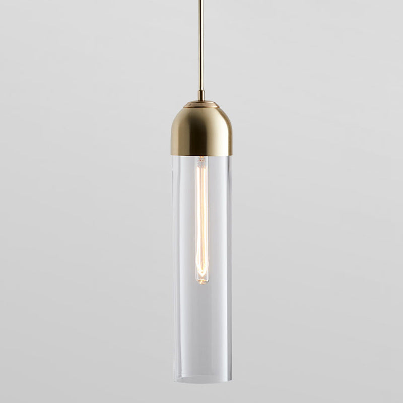 17.7 "Altura Minimalista Carril de vidrio en forma de tubo de luz 1 luz mini luz colgante con cable ajustable de 47"