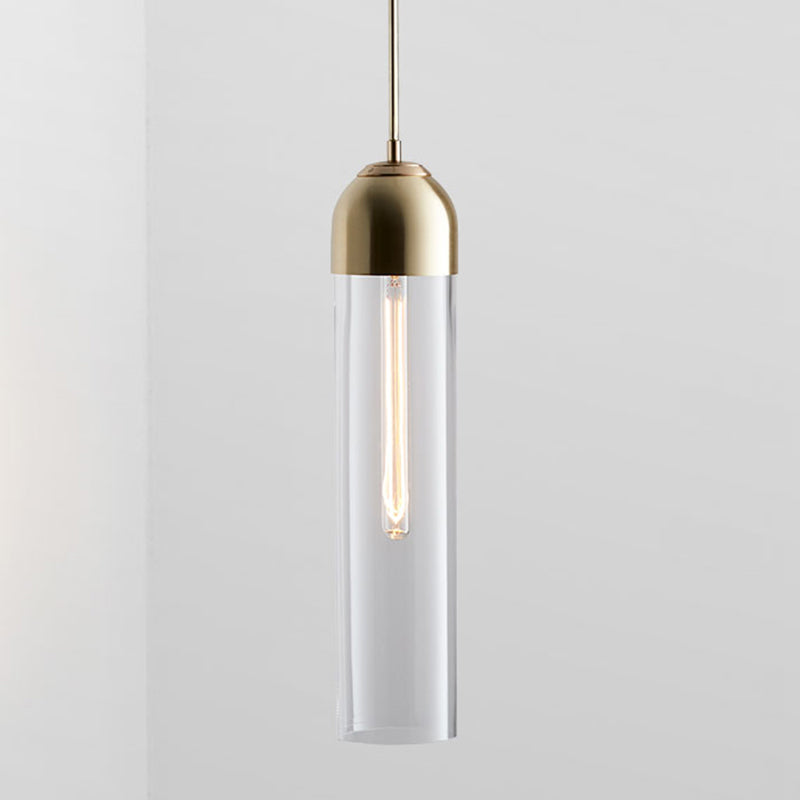 17.7 "Altura Minimalista Carril de vidrio en forma de tubo de luz 1 luz mini luz colgante con cable ajustable de 47"
