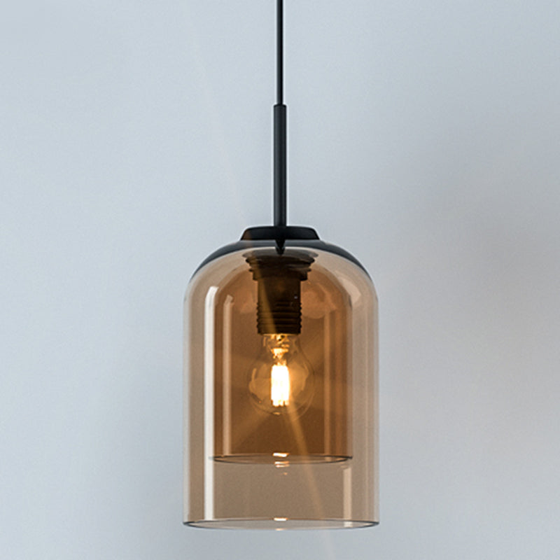 Tombra de gafas dobles Luz colgante minimalista Luz de mini colgante moderno de 1 luz para dormitorio de pasillo