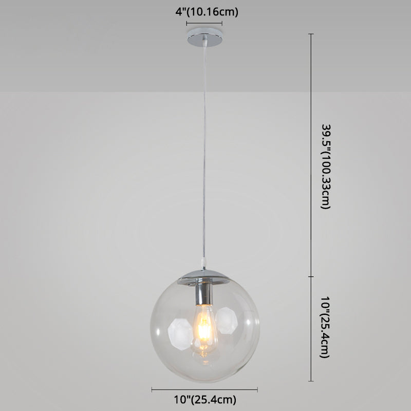 Minimaliste moderne à 1 lampe à la lumière Lumière Bubble Boule de verre transparent Lumière suspendue avec 39 "fil suspendu