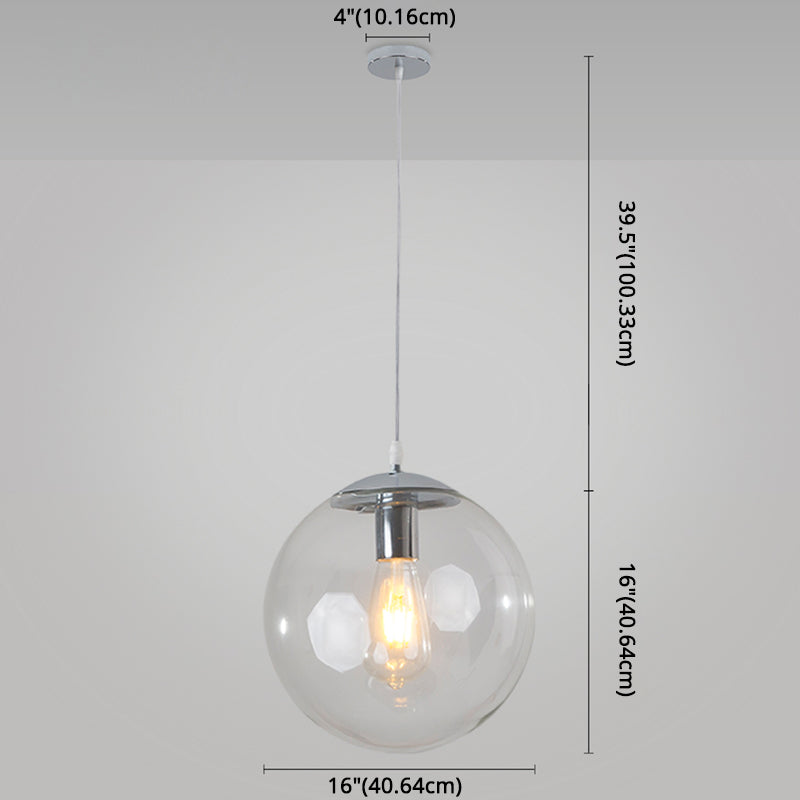 Minimaliste moderne à 1 lampe à la lumière Lumière Bubble Boule de verre transparent Lumière suspendue avec 39 "fil suspendu