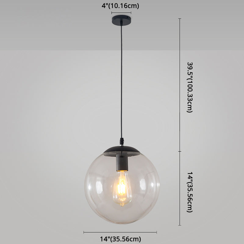 Minimaliste moderne à 1 lampe à la lumière Lumière Bubble Boule de verre transparent Lumière suspendue avec 39 "fil suspendu