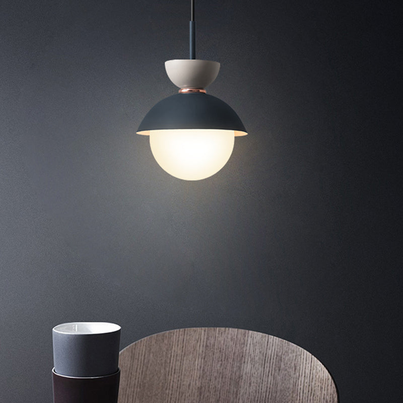 Luce sospesa in stile macuonno nordico 1 lampada a sospensione in vetro bianco glassata in metallo glassata per camera da letto