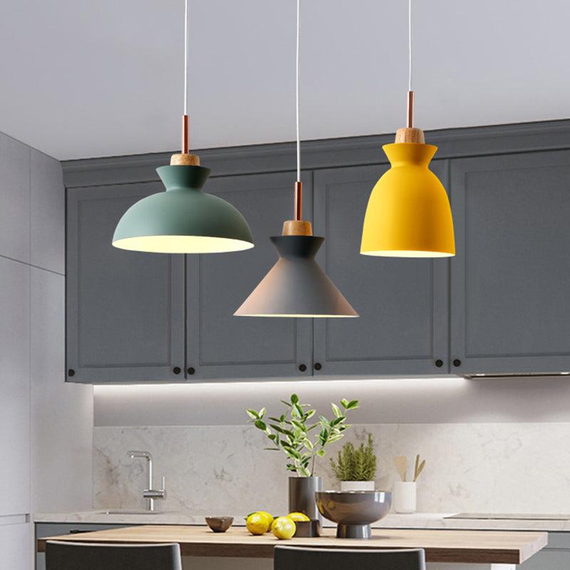3-Light Macaroon Style Hanging Light Aluminum Shade Nordic Simplicity Pendant Light in Multi Color for Dining Room Bedroom