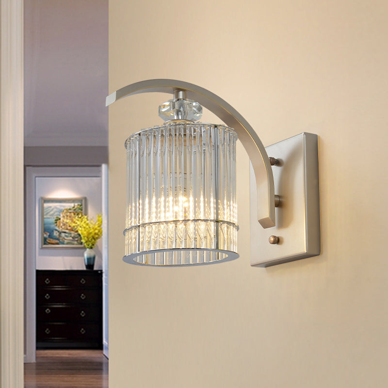 1 lampe murale cylindrique de tête avec un éclairage mural moderniste à l'ombre en cristal transparent en or