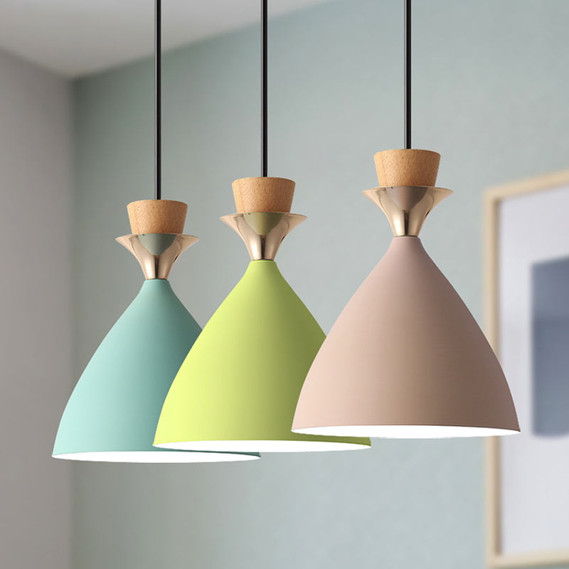 Macaroon 3 luces colgante verde-color-amarillo-amarillo tono de metal luz colgante con alambre colgante ajustable de 59 "
