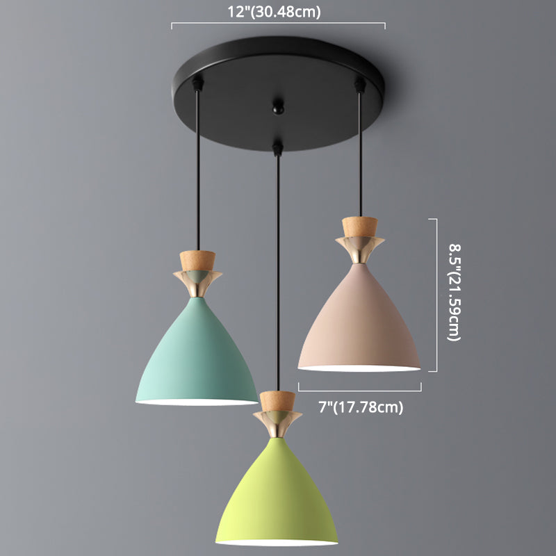 Macaroon 3 luces colgante verde-color-amarillo-amarillo tono de metal luz colgante con alambre colgante ajustable de 59 "