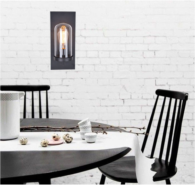 Industrial Metal Wall Mount Light 1 Head Bar Lamp with Glass Shade for Bedroom Living Room