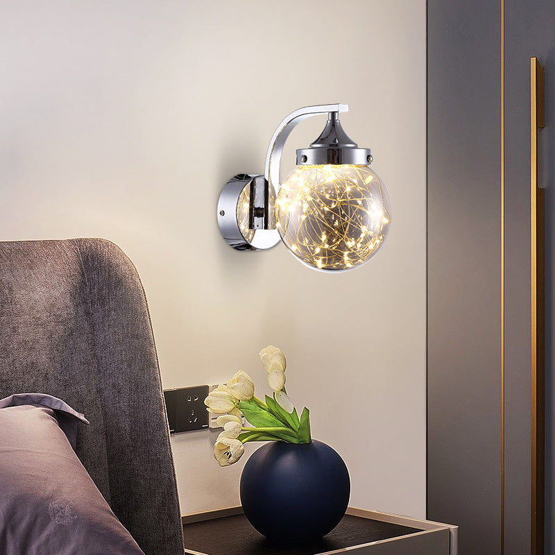 Creative Wall Sconce Spherical Shape Creative Star Lamp Warm Light for Bedroom