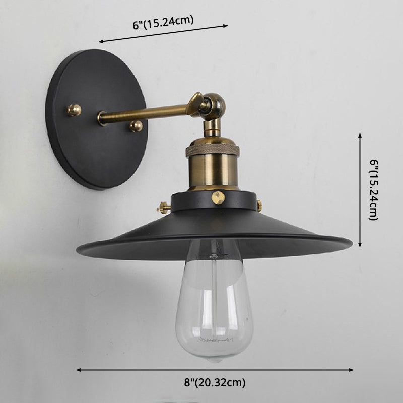 Vintage Industrial Style Glasce Single Light avec peu profond de lampe murale à ombre à métaux évasé pour barre