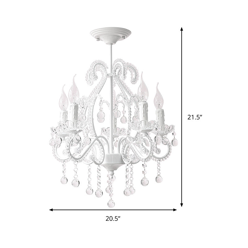 Éclairage d'éclairage de lustre blanc aux bougies avec décoration en cristal moderne 5 têtes lampe de lustre pour foyer