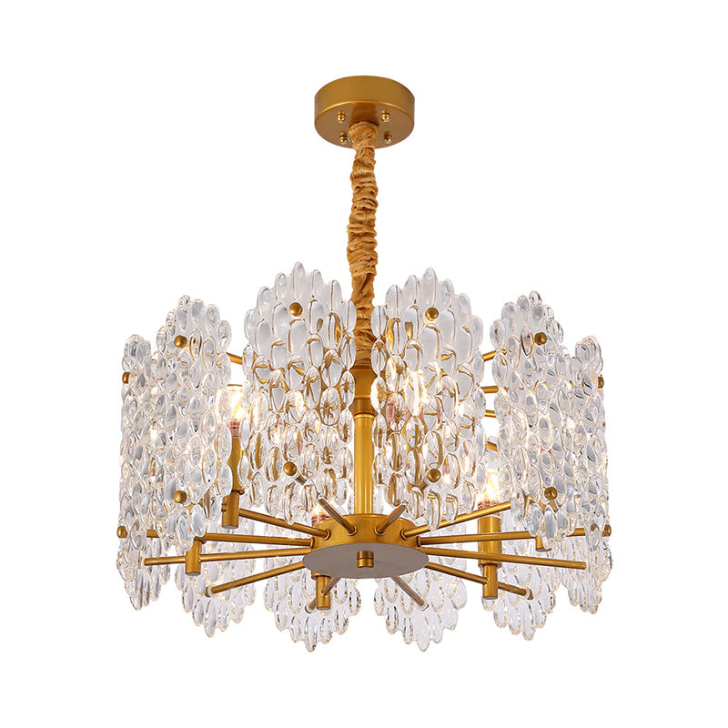 6 Glühbirnen runden Kronleuchter -Anhänger Licht mit klarer Glasdekoration Vintage Hängende Licht im Messing zum Esstisch