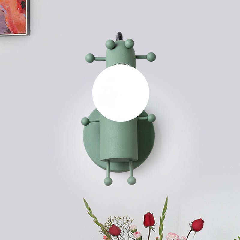 Open Bulb Adjustable Wall Lamp Modernist Metal 1 Head Wall Mount Lighting in Grey/White/Green