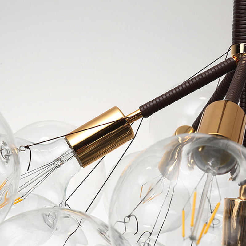 Luce a bolla di vetro trasparente Luce moderna semplicità soggiorno Lampada lampadario con catena regolabile da 47 "