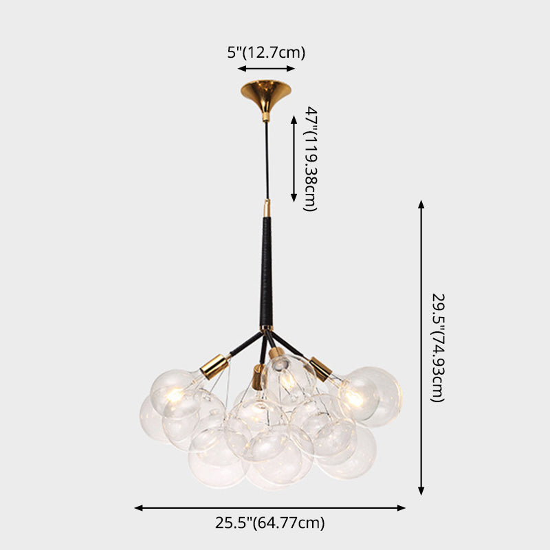 Transparent Glass Bubble Hanging Light Modern Simplicity Living Room Chandelier Light with 47" Adjustable Chain