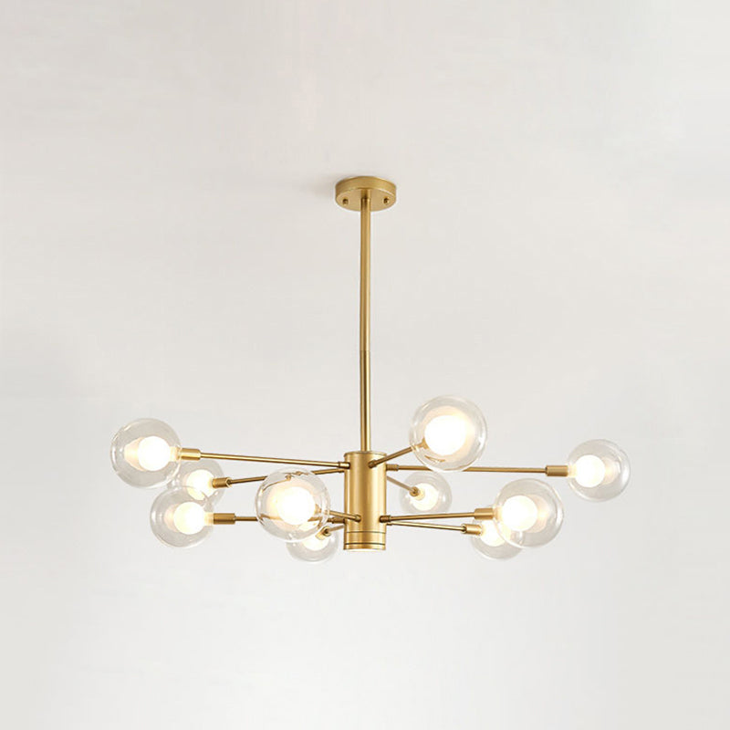 Globe Suspension Hanging Pendant Light Modern Style Corridor Clear Glass Chandelier in Frosted Spray Paint Finish