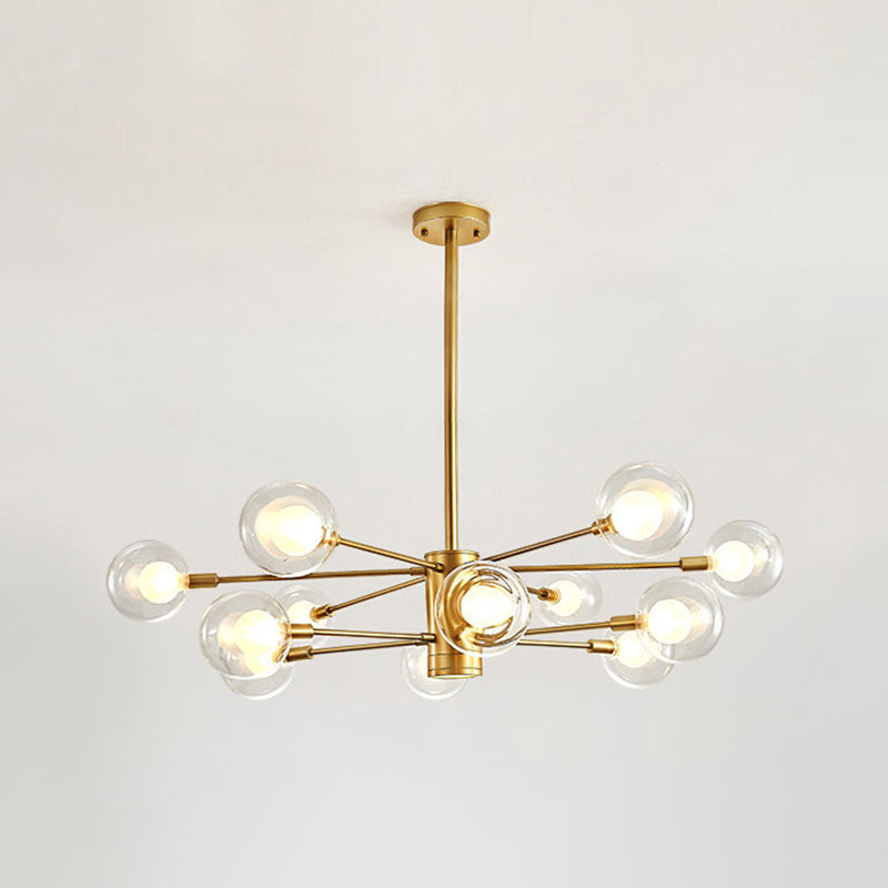 Globe Suspension Hanging Pendant Light Modern Style Corridor Clear Glass Chandelier in Frosted Spray Paint Finish