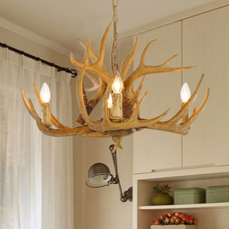 Vintage land kroonluchter hars herten hoorn kaarsenvormig decoratief verlichtingsarmatuur voor woonkamer villa restaurant
