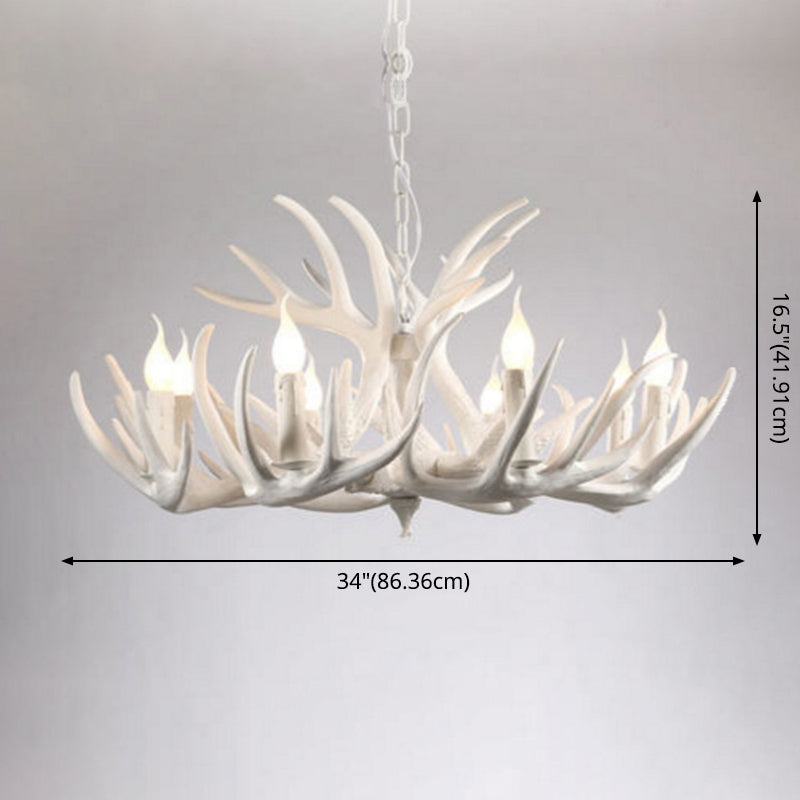 Résine rétro de rétro à corne lustre de style rustique de style rustique Lampe à lampe à lampe à la lampe en blanc