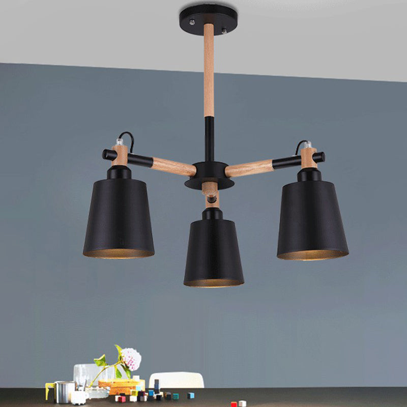 Moderne minimalistische Gummi -Holzleuchter mattes Metalllampenschattenleuchten für Wohnzimmer
