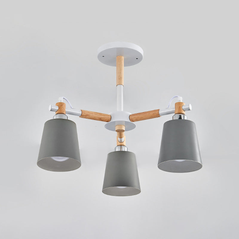 Mehrfarbige optionale massive Holzkronleuchter-Einfachheit moderne Wohnzimmerbeleuchtungslampe mit Abwärtsmetallschatten