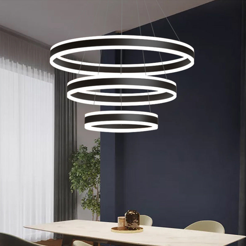 23.6"+31.5"+39.3" Diameter 3-Tiered LED Chandelier Aluminum Ring-shaped Pendant Lighting Fixtures for Office Meeting Room