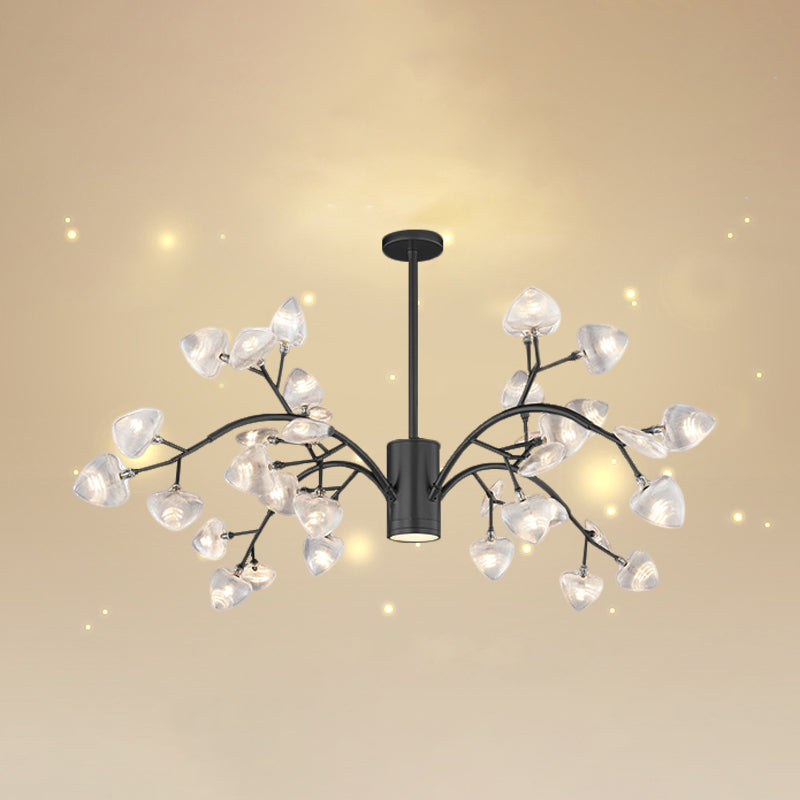 Firefly Design Chandelier Light Clear Acrylic Leaf-shaped Shade Modern Style Lighting Fixture Lamp for Bedroom Aisle Corridor