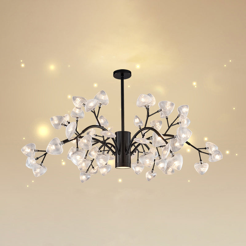 Firefly Design Chandelier Light Clear Acrylic Leaf-shaped Shade Modern Style Lighting Fixture Lamp for Bedroom Aisle Corridor