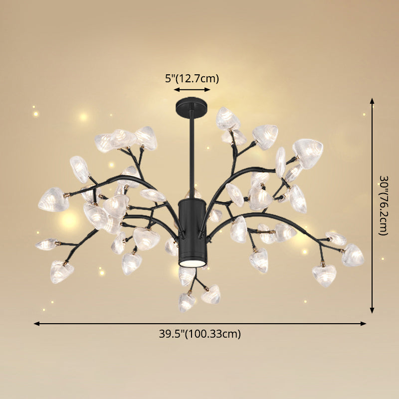 Firefly Design Chandelier Light Clear Acrylic Leaf-shaped Shade Modern Style Lighting Fixture Lamp for Bedroom Aisle Corridor