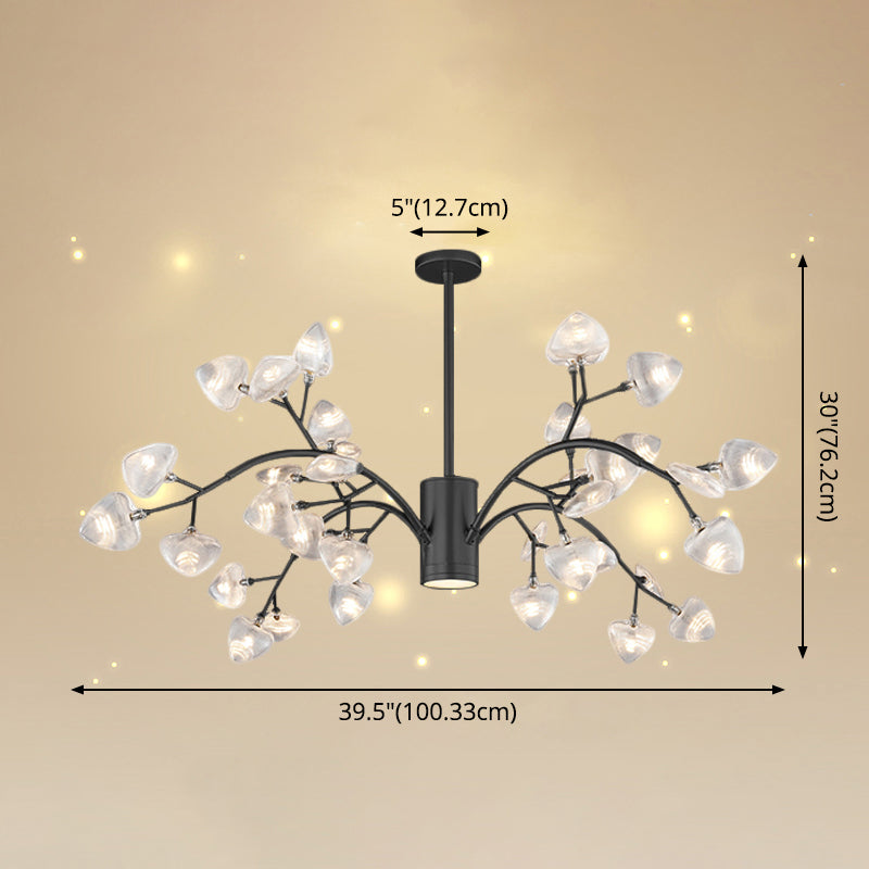 Firefly Design Chandelier Light Clear Acrylic Leaf-shaped Shade Modern Style Lighting Fixture Lamp for Bedroom Aisle Corridor
