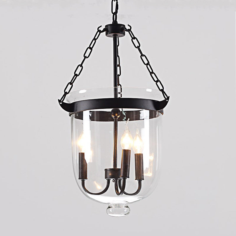 Transparent Glass 3-Light Pendant Lamp with 31.5" Adjustable Chain Industrial Hanging Light Fixture for Dining Room