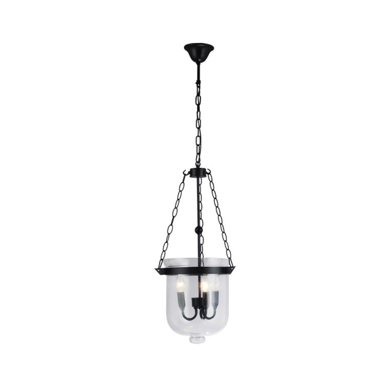 Transparent Glass 3-Light Pendant Lamp with 31.5" Adjustable Chain Industrial Hanging Light Fixture for Dining Room