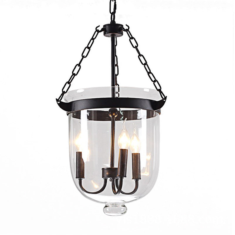 Transparent Glass 3-Light Pendant Lamp with 31.5" Adjustable Chain Industrial Hanging Light Fixture for Dining Room
