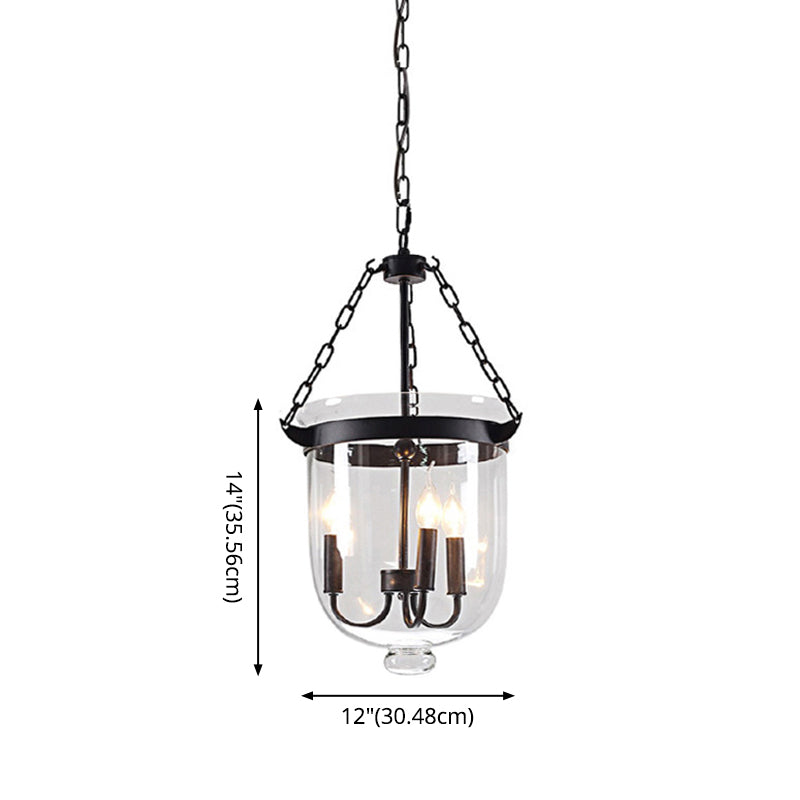 Transparent Glass 3-Light Pendant Lamp with 31.5" Adjustable Chain Industrial Hanging Light Fixture for Dining Room
