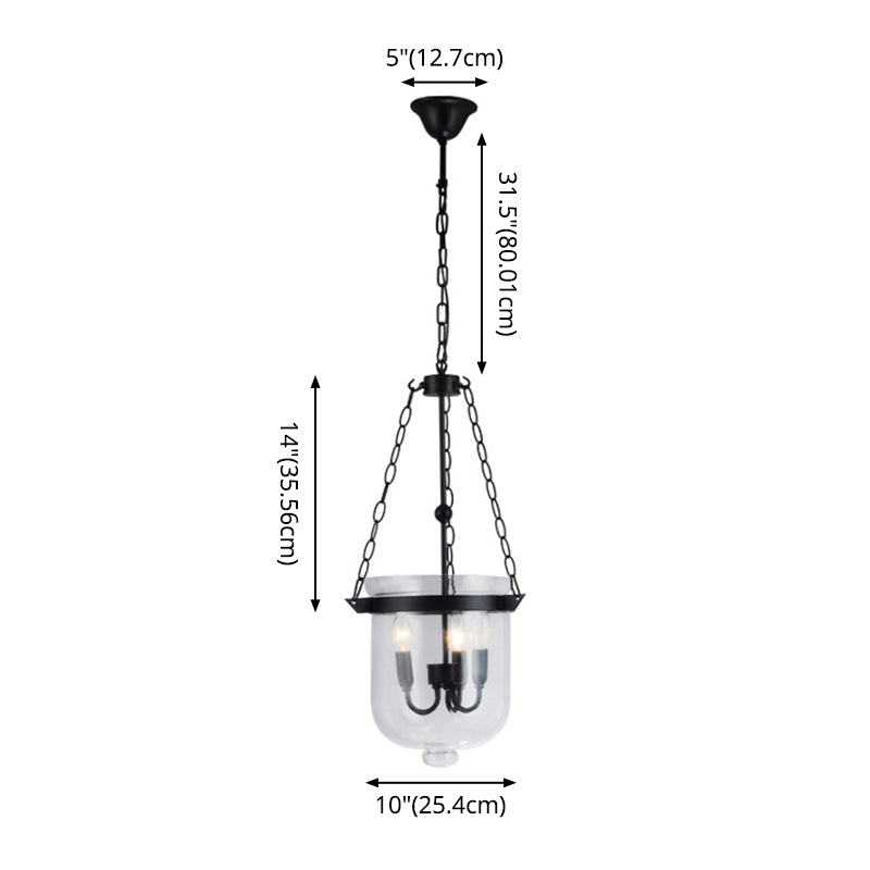 Transparent Glass 3-Light Pendant Lamp with 31.5" Adjustable Chain Industrial Hanging Light Fixture for Dining Room