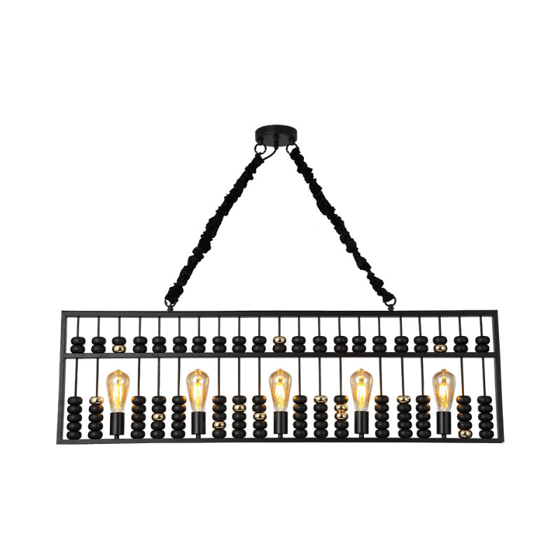 Vintage Abacus hanger plafondarmatuur metalen zwarte 3 bollen hangende lamp voor restaurant