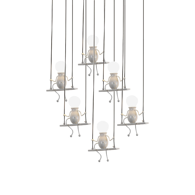 6/8 hoofden mensen hanglampverlichting metalen kinderen hangend plafondlicht in wit voor kinderen