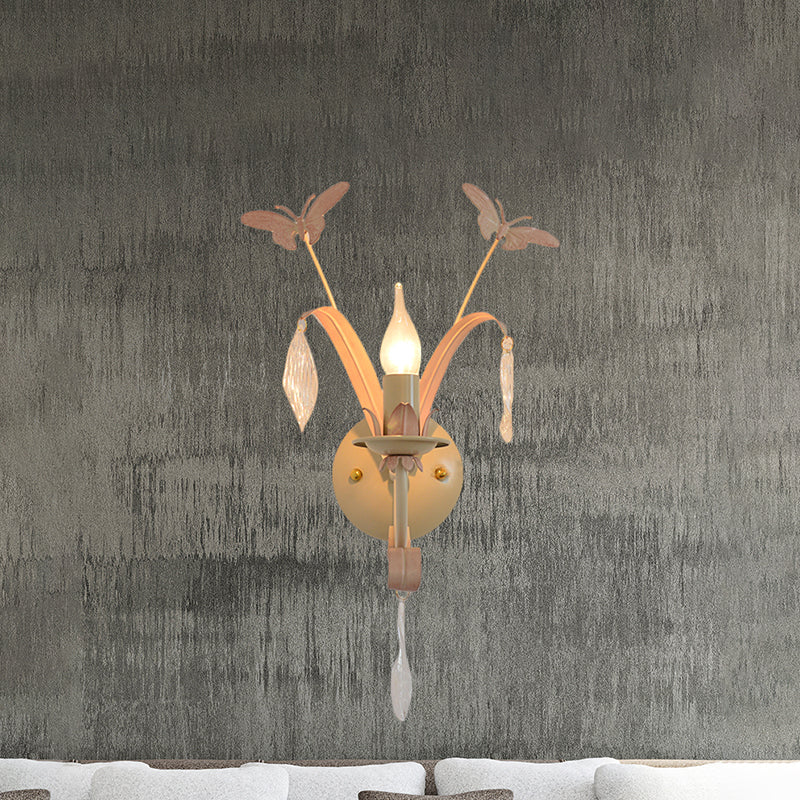 1 Glühbirne konische Wandlampe modernistische Metall- und Kristallleuchten mit/ohne Schatten im weißen Finish