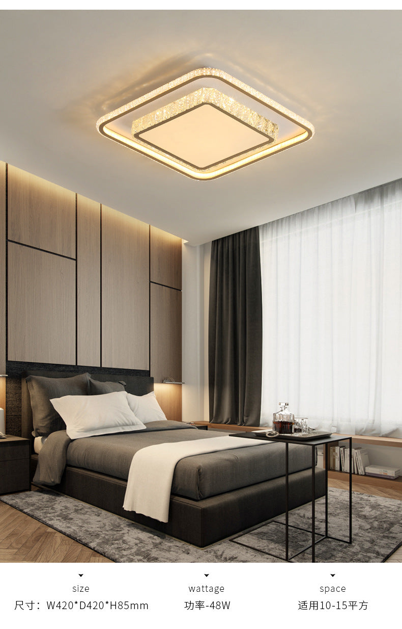 2-Tier Crystal LED Flush Light Minimalist Golden Ceiling Mount Lamp in Geometric Shape