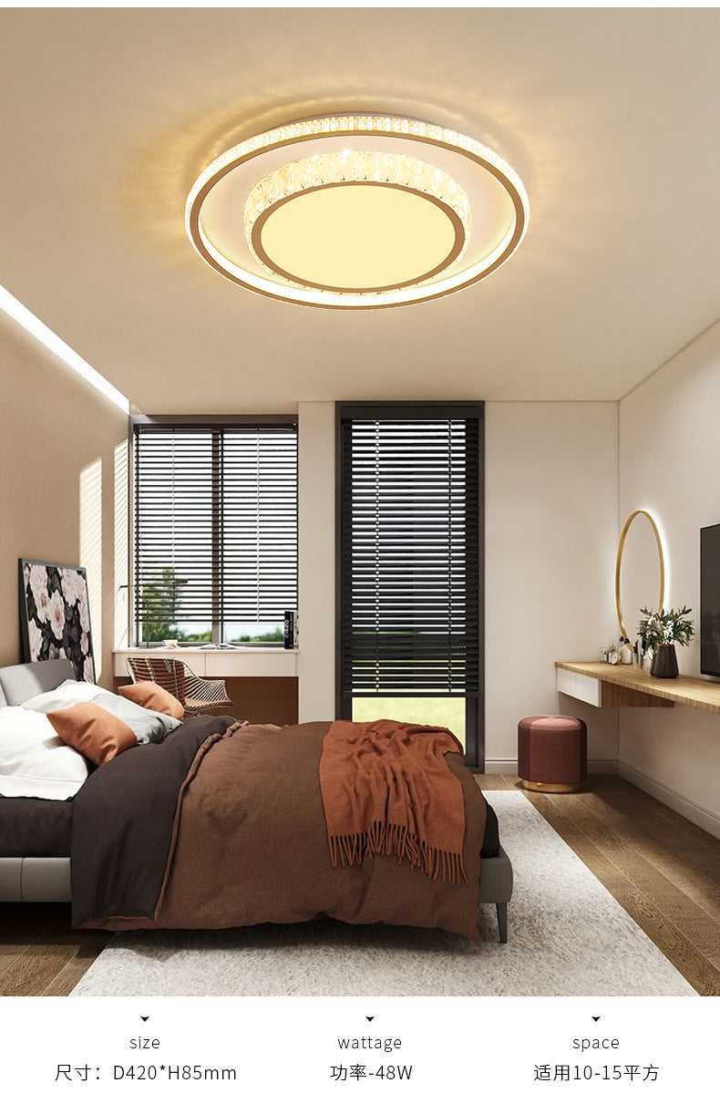 2-Tier Crystal LED Flush Light Minimalist Golden Ceiling Mount Lamp in Geometric Shape