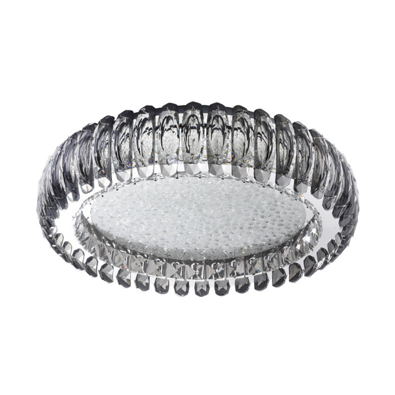 Donut Shaped Flush Light Fixture Minimalist Crystal Chrome LED Ceiling Light for Bedroom
