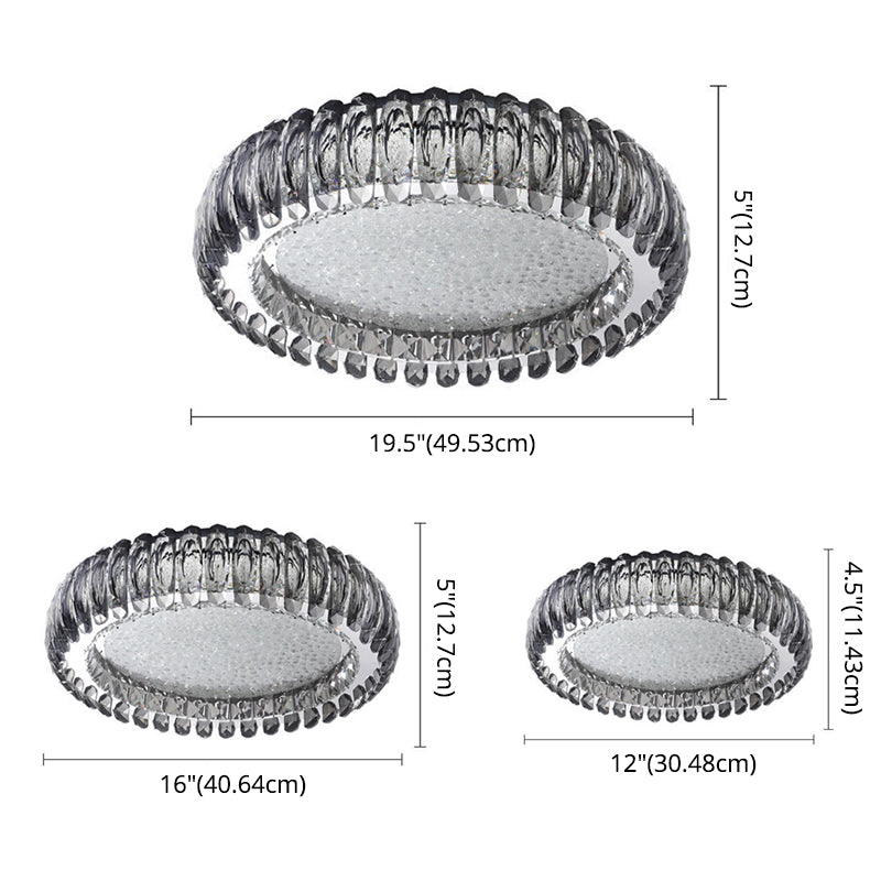 Donut Shaped Flush Light Fixture Minimalist Crystal Chrome LED Ceiling Light for Bedroom