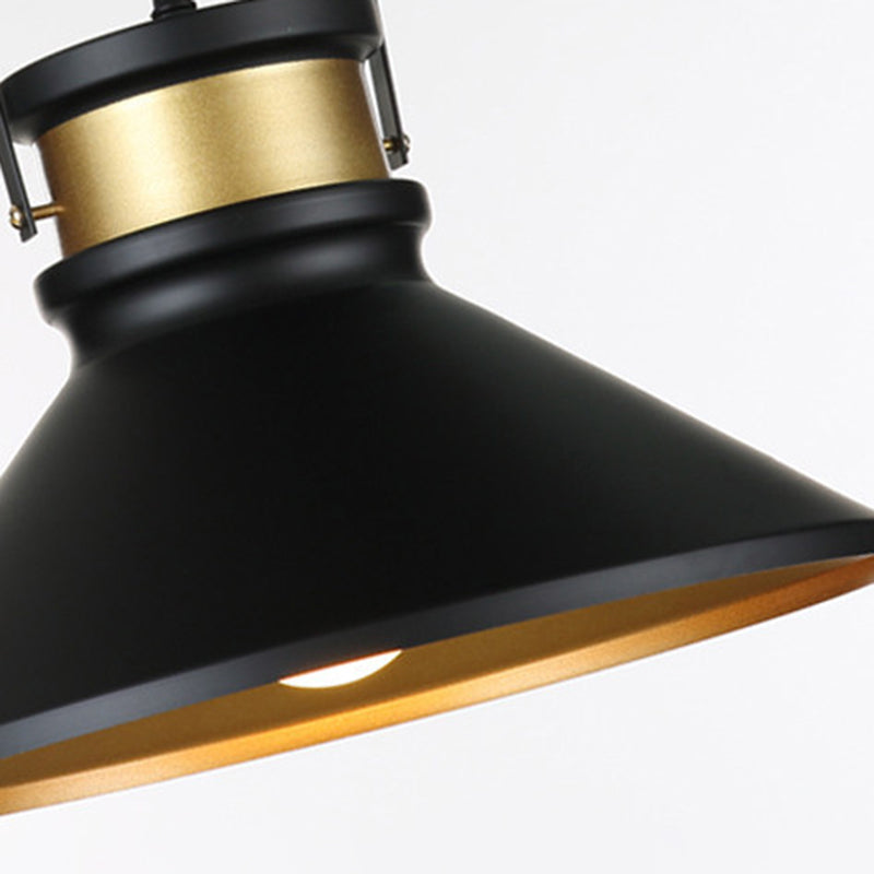 Industrial Style Cone Shaped Pendant Lighting Metal Hanging Pendant Light in Black