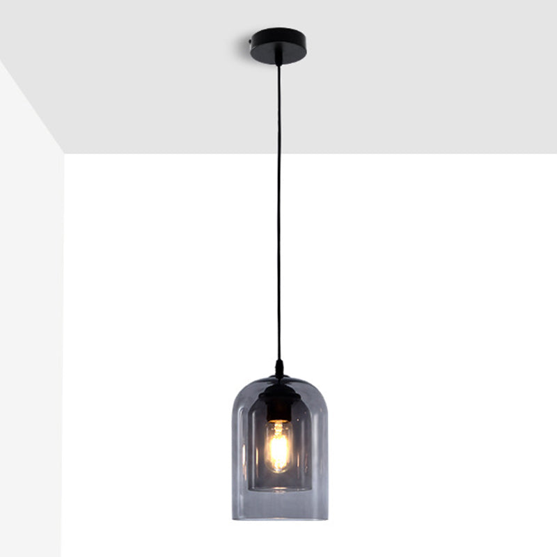 Glass Cylindrical Pendant Lighting Modern Style Hanging Pendant Light for Dinning Room